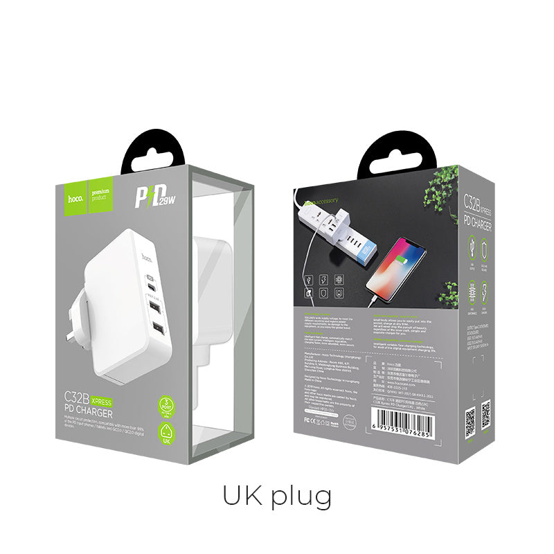 Wall charger “C32 Xpress PD” 2 USB / 1 Type C ports