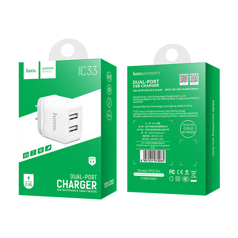 Wall charger “C33 Little superior” US plug dual USB