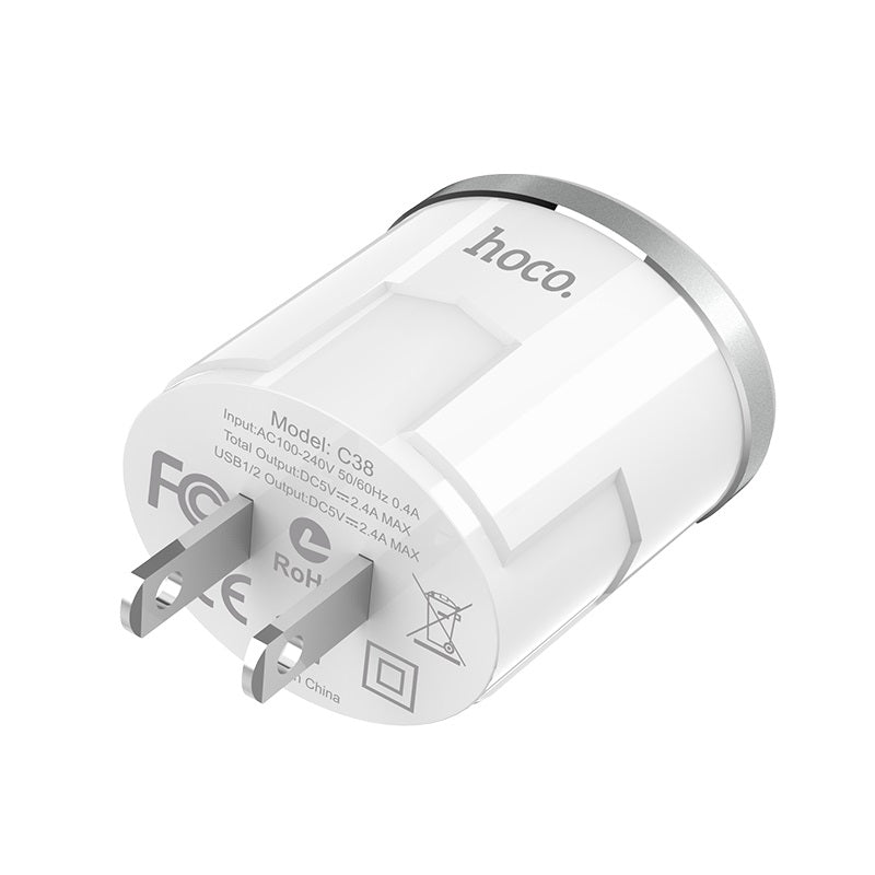 Wall charger “C38 Thunder power” US dual USB charging adapter