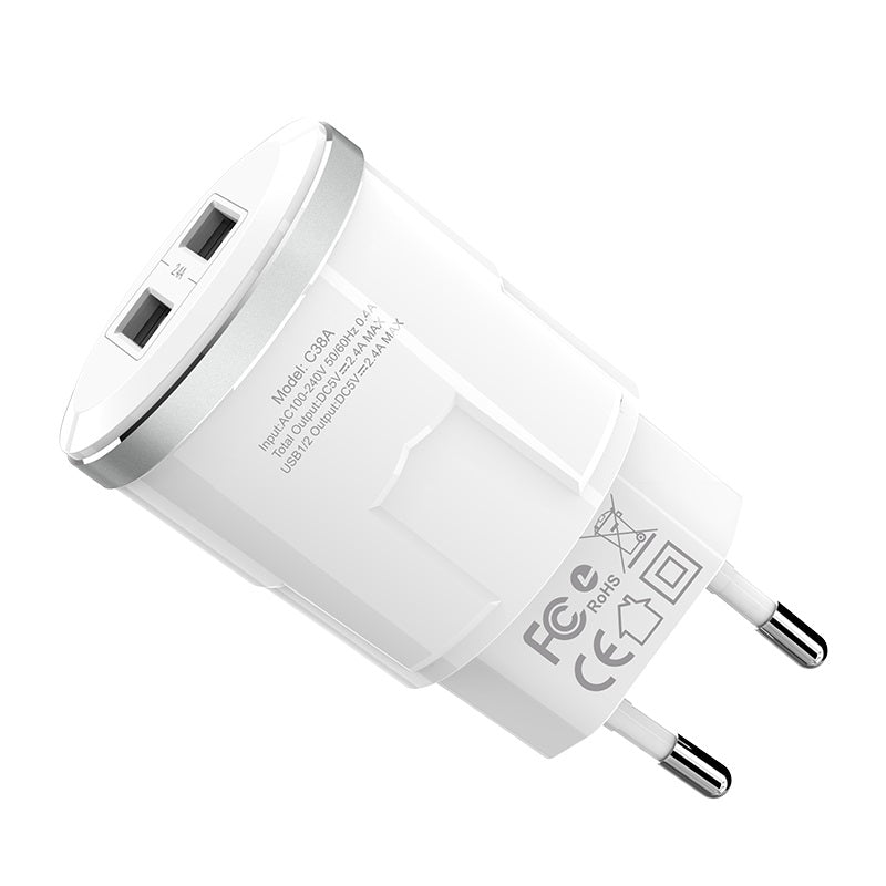 Wall charger “C38A Thunder power” EU dual USB charging adapter