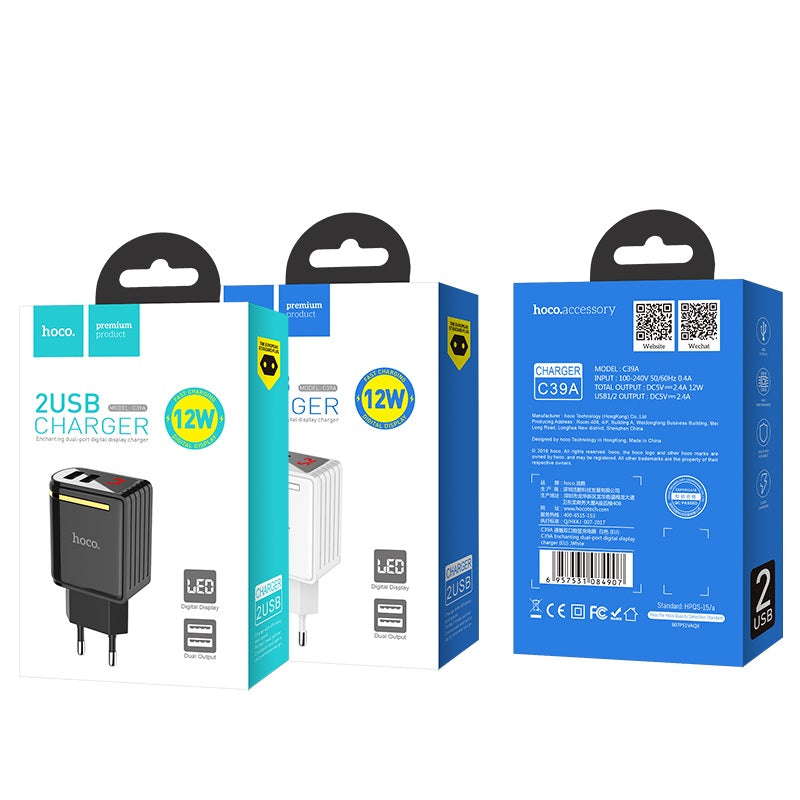 Wall charger “C39A Enchanting” EU dual USB charging adapter