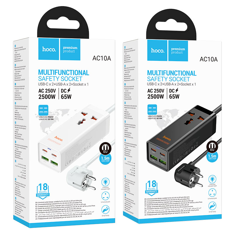 Power strip “AC10A Barry” PD65W GaN + QC3.0 + 1 socket EU