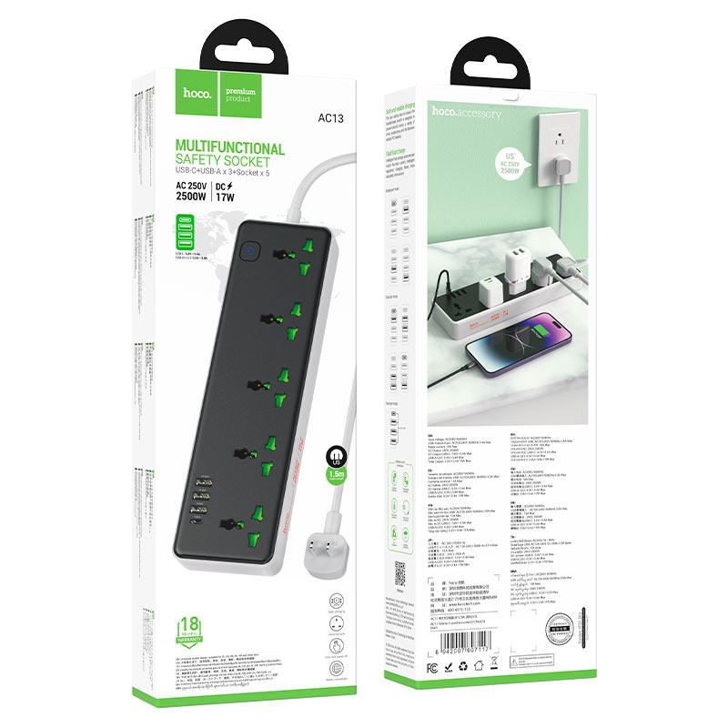 Power strip “AC13 Talento” 5 sockets US