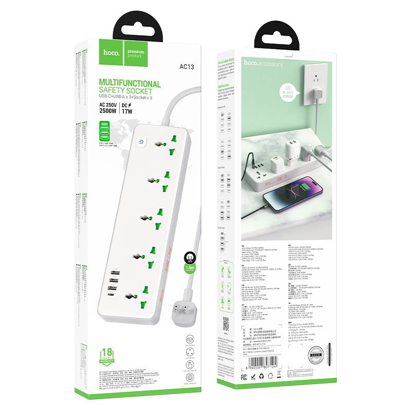 Power strip “AC13 Talento” 5 sockets US
