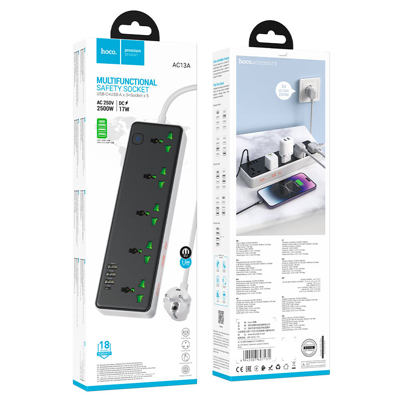Power strip “AC13A Talento” 5 sockets EU