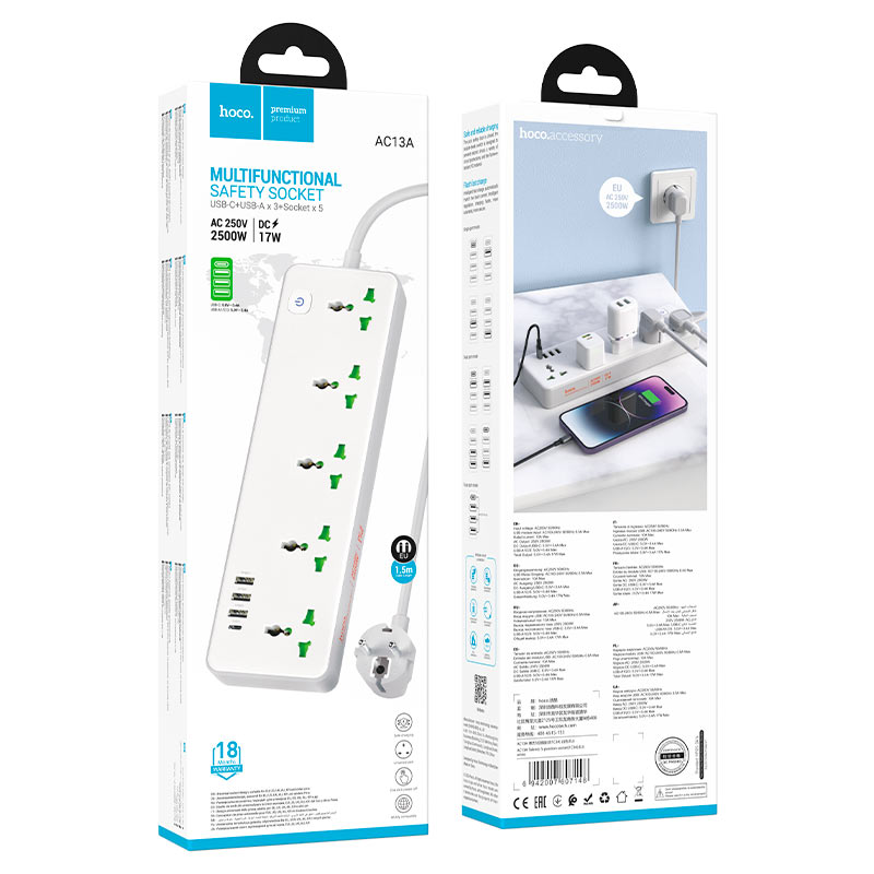 Power strip “AC13A Talento” 5 sockets EU