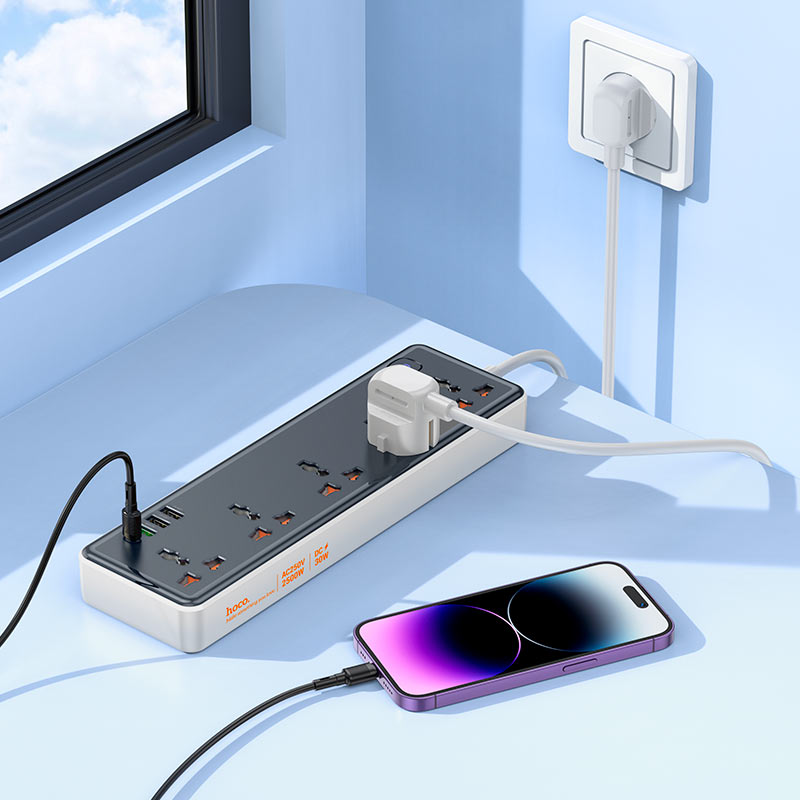 Power strip “AC14A Rico” PD30W + QC3.0 + 5 sockets EU
