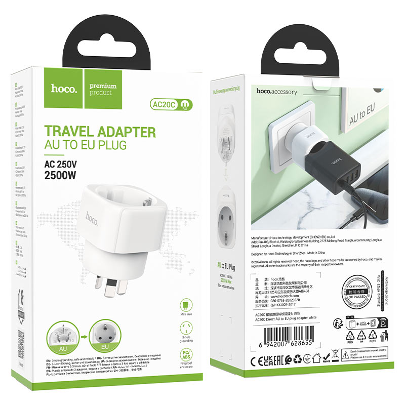 Travel adapter “AC20C Direct” AU to EU