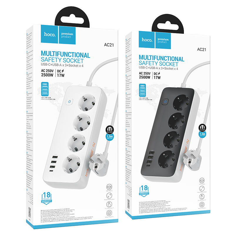 Power strip “AC21 Sunlight” 4 ports + 4 sockets EU / GER