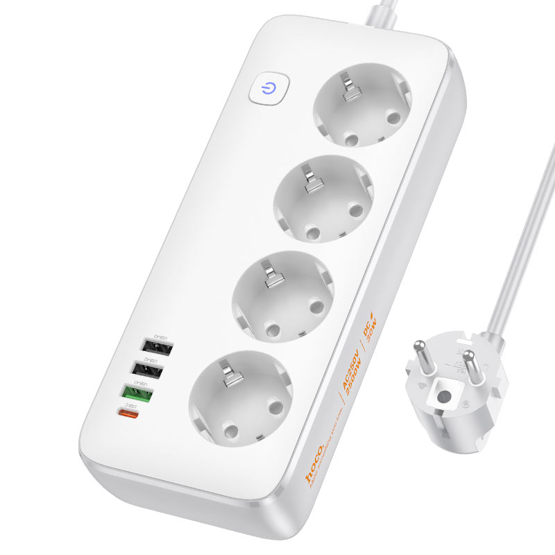 Power strip “AC22 Sunlight” PD30W 4 ports + 4 sockets EU / GER