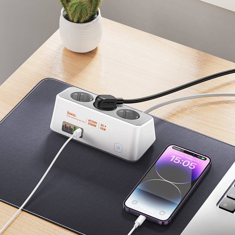 Power strip “AC23 Prominent” PD65W 4 ports + 3 sockets EU / GER