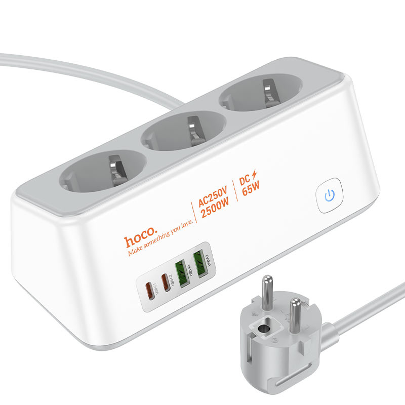Power strip “AC23 Prominent” PD65W 4 ports + 3 sockets EU / GER