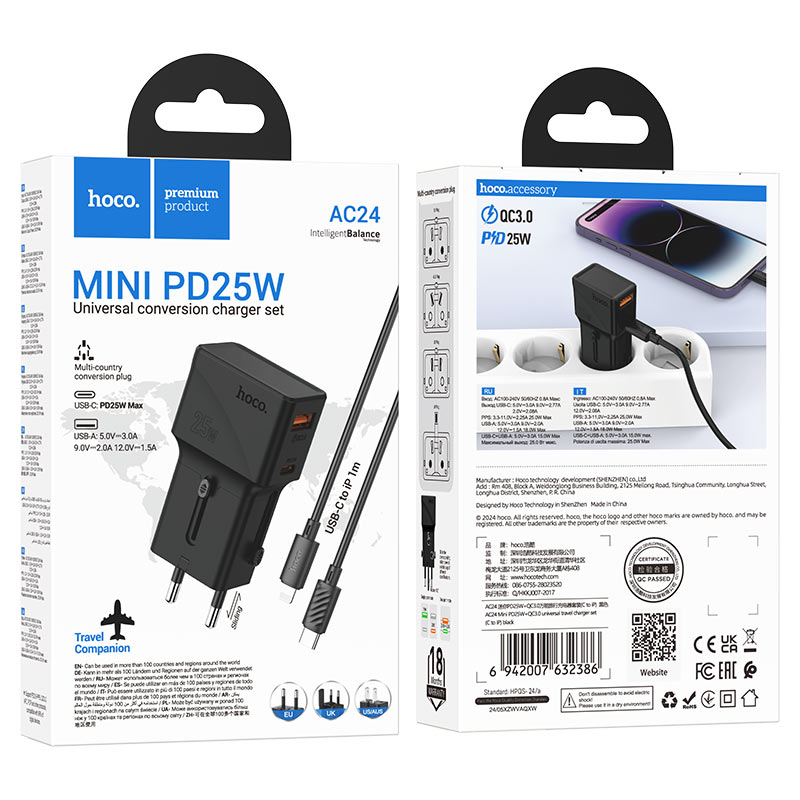 Conversion charger “AC24 Mini” PD25W EU / US / UK / AU