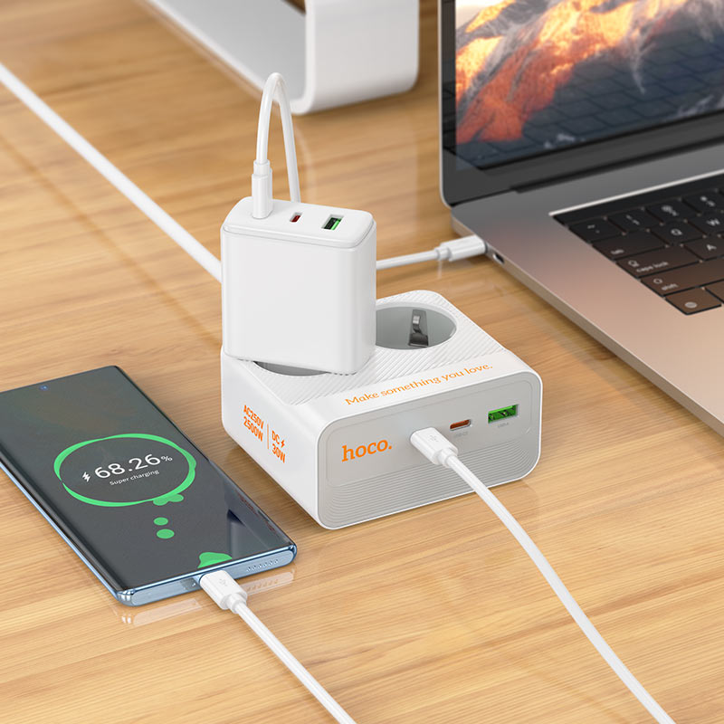 Power strip “AC27 Descanso” PD30W 3 ports + 2 sockets EU / GER