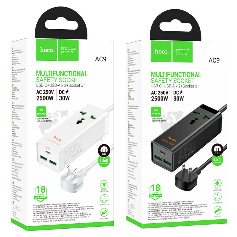 Power strip “AC9 Talent” PD30W + QC3.0 + 1 socket US