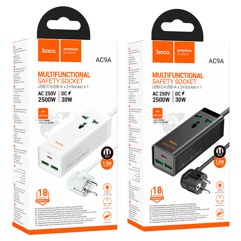 Power strip “AC9A Talent” PD30W + QC3.0 + 1 socket EU