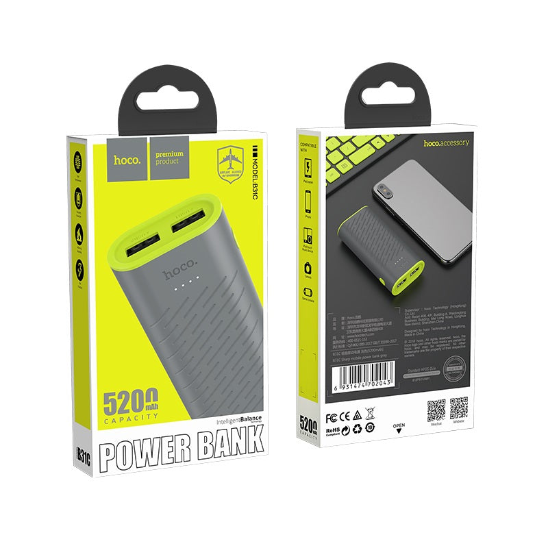 Power bank “B31C Sharp” 5200mAh dual USB output