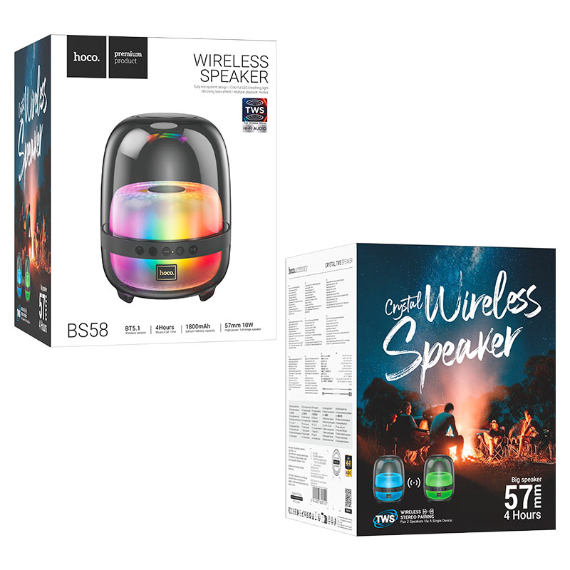 Wireless speaker “BS58 Crystal” portable loudspeaker