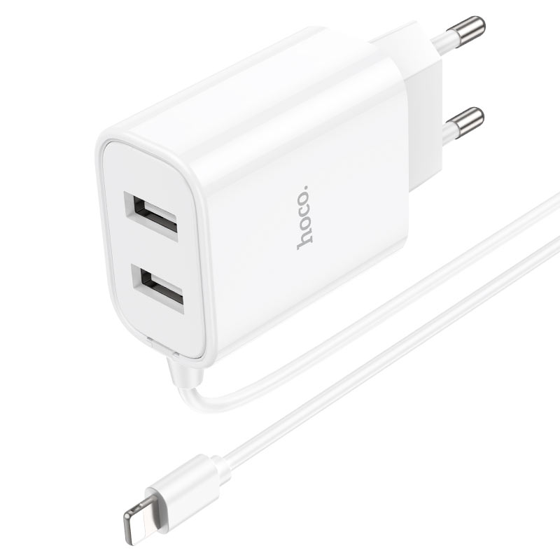 Wall charger “C103A Courser” EU dual-port with built-in cable