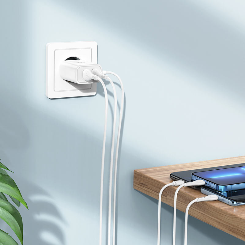 Wall charger “C103A Courser” EU dual-port with built-in cable