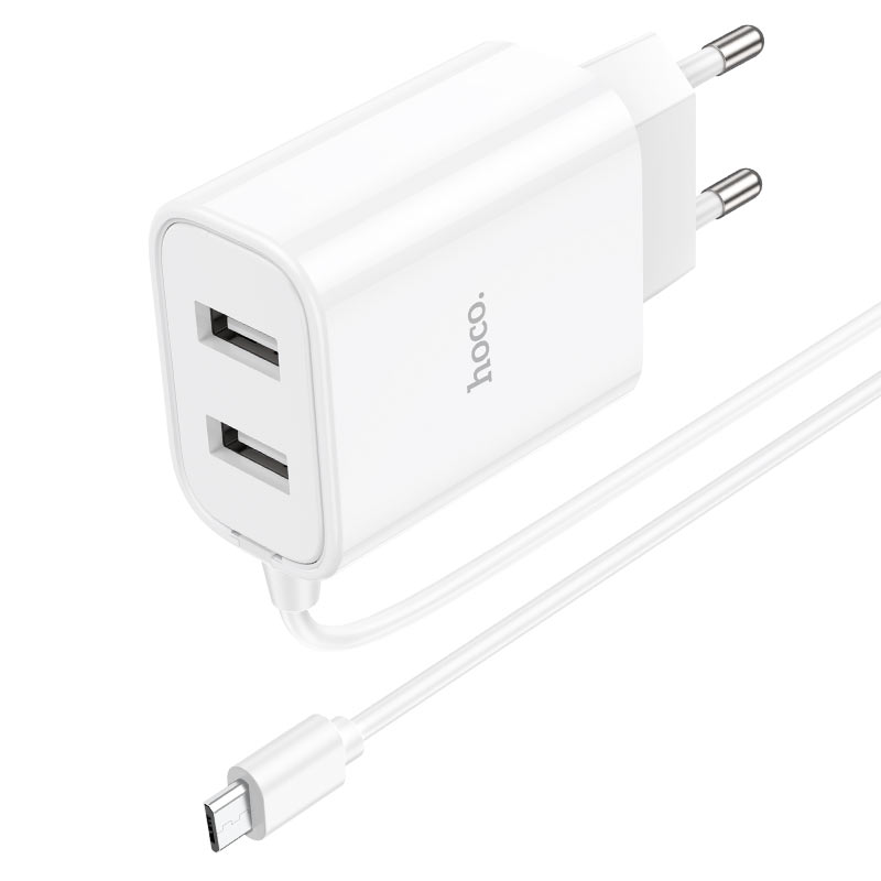 Wall charger “C103A Courser” EU dual-port with built-in cable