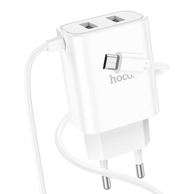 Wall charger “C103A Courser” EU dual-port with built-in cable