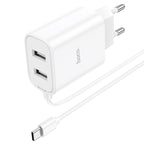 Wall charger “C103A Courser” EU dual-port with built-in cable