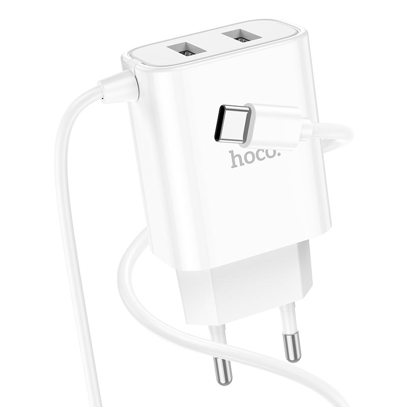 Wall charger “C103A Courser” EU dual-port with built-in cable