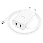 Wall charger “C103A Courser” EU dual-port with built-in cable