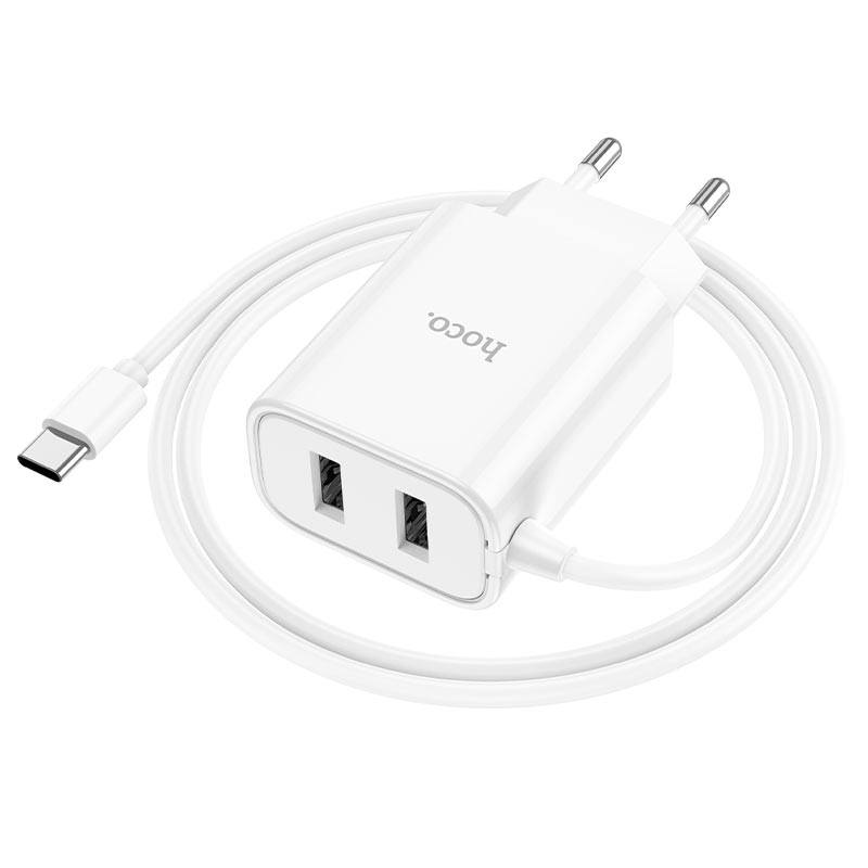 Wall charger “C103A Courser” EU dual-port with built-in cable