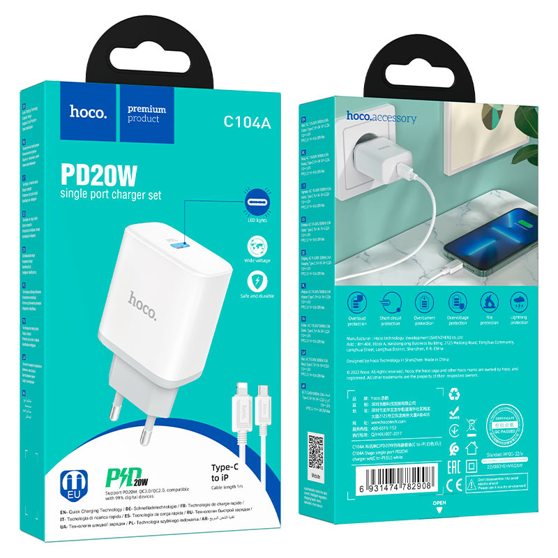 Wall charger “C104A Stage” PD20W EU cable set
