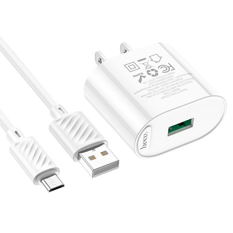 Wall charger “C109 Fighter” QC3.0 US cable set