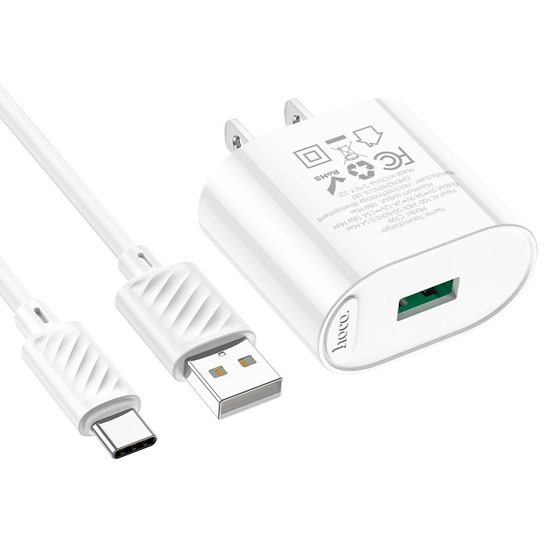 Wall charger “C109 Fighter” QC3.0 US cable set