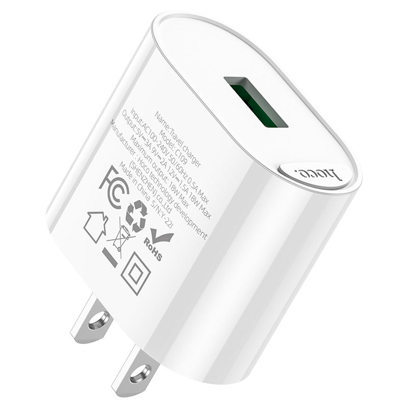 Wall charger “C109 Fighter” QC3.0 US cable set