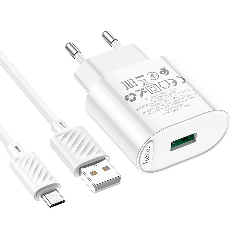 Wall charger “C109A Fighter” QC3.0 EU cable set