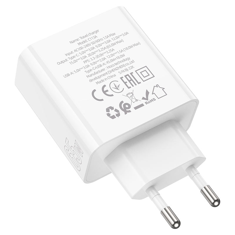 Wall charger “C113A Awesome” PD65W + QC3.0 EU cable set