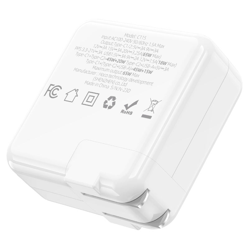 Wall charger “C115 Header” PD65W + QC3.0 US cable set