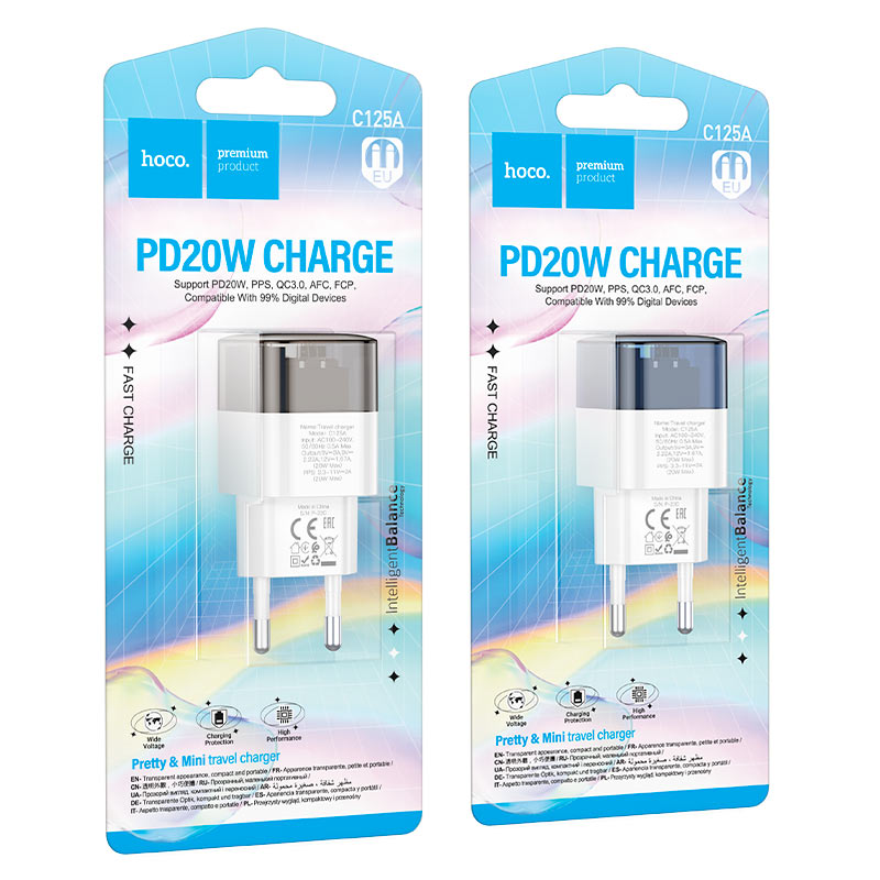 Wall charger “C125A Transparent tribute” PD20W EU cable set