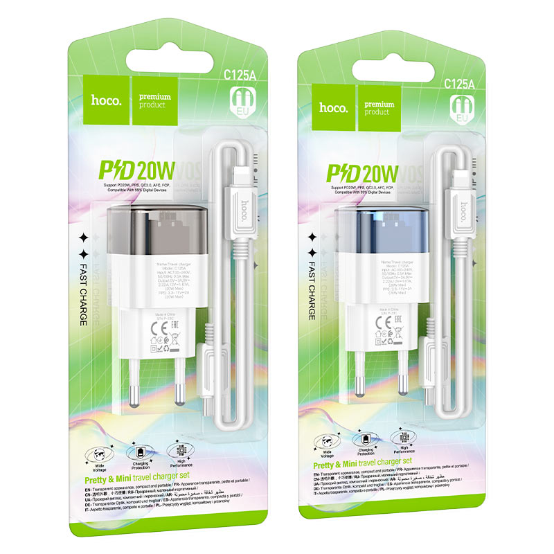 Wall charger “C125A Transparent tribute” PD20W EU cable set