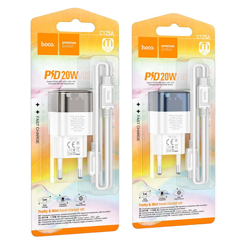 Wall charger “C125A Transparent tribute” PD20W EU cable set