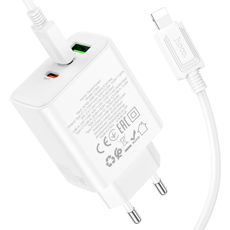Wall charger “C126A Pure power” 40W PD20W + QC3.0 EU cable set