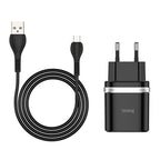 Wall charger “C12Q Smart” QC3.0 EU single USB set with cable
