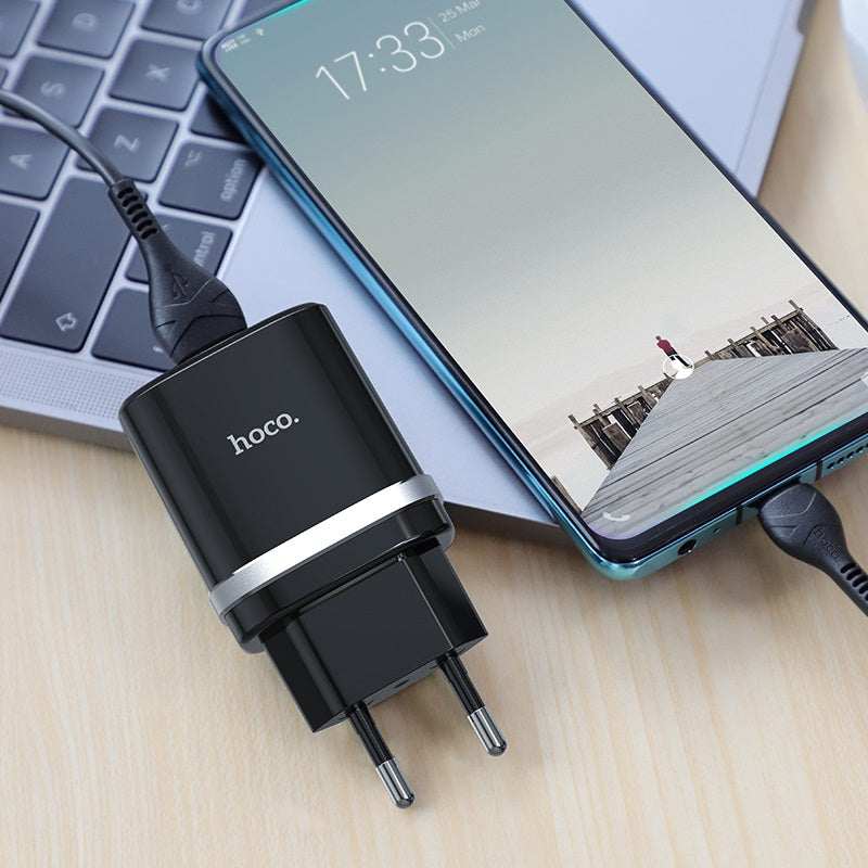 Wall charger “C12Q Smart” QC3.0 EU single USB set with cable