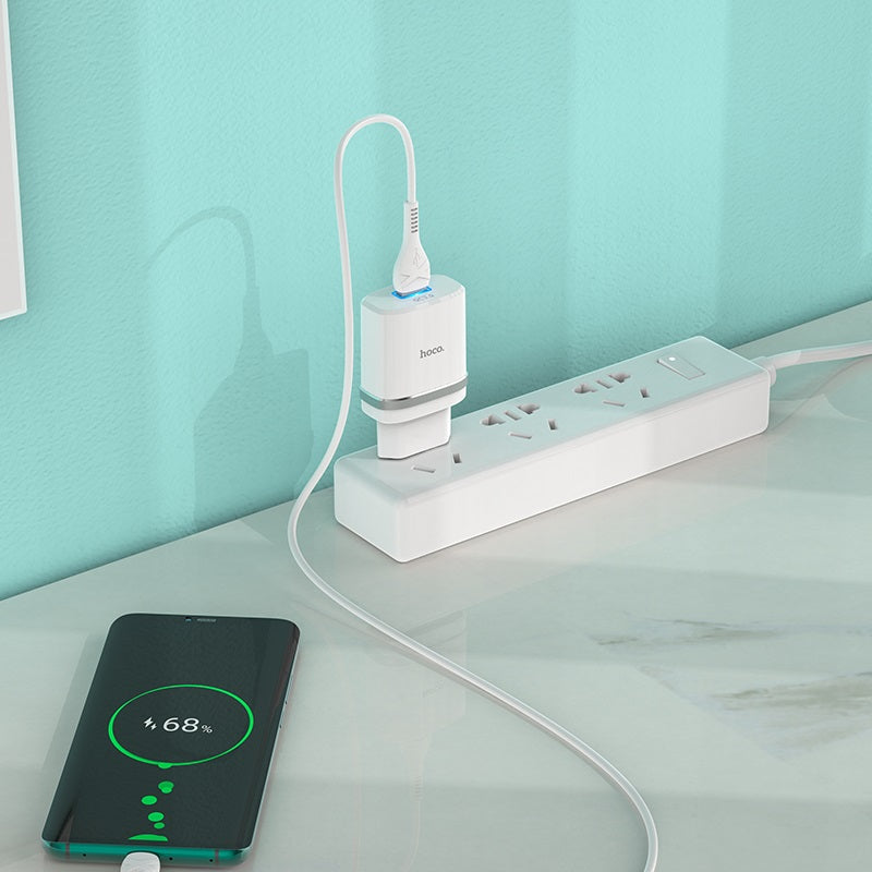 Wall charger “C12Q Smart” QC3.0 EU single USB set with cable