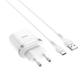 Wall charger “C12Q Smart” QC3.0 EU single USB set with cable