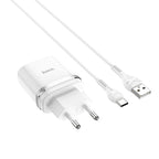 Wall charger “C12Q Smart” QC3.0 EU single USB set with cable
