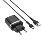 Wall charger “C12Q Smart” QC3.0 EU single USB set with cable