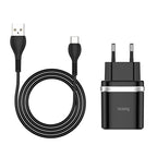 Wall charger “C12Q Smart” QC3.0 EU single USB set with cable