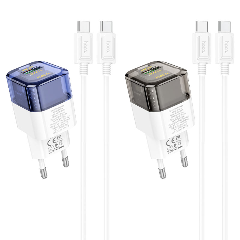 Wall charger “C131A Platinum” PD30W + QC3.0 EU cable set