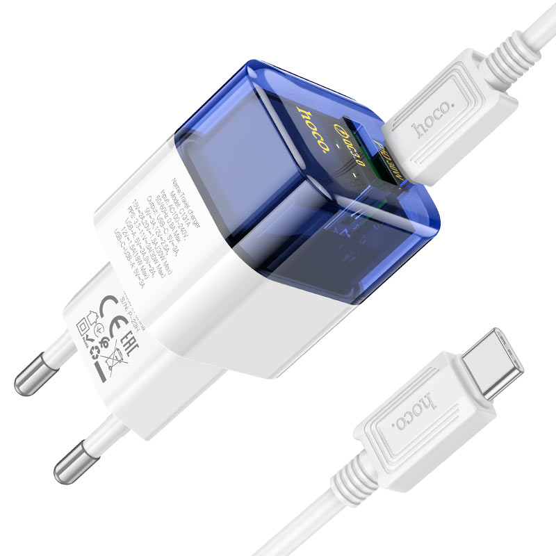 Wall charger “C131A Platinum” PD30W + QC3.0 EU cable set
